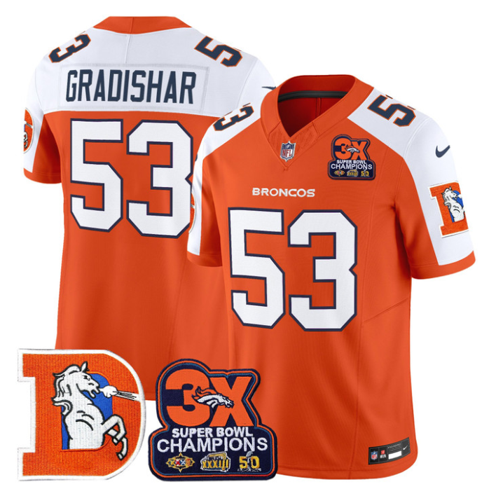 Randy Gradishar Jersey #53 Throwback Vapor 3-Time Champions Stitched Orange Alternate