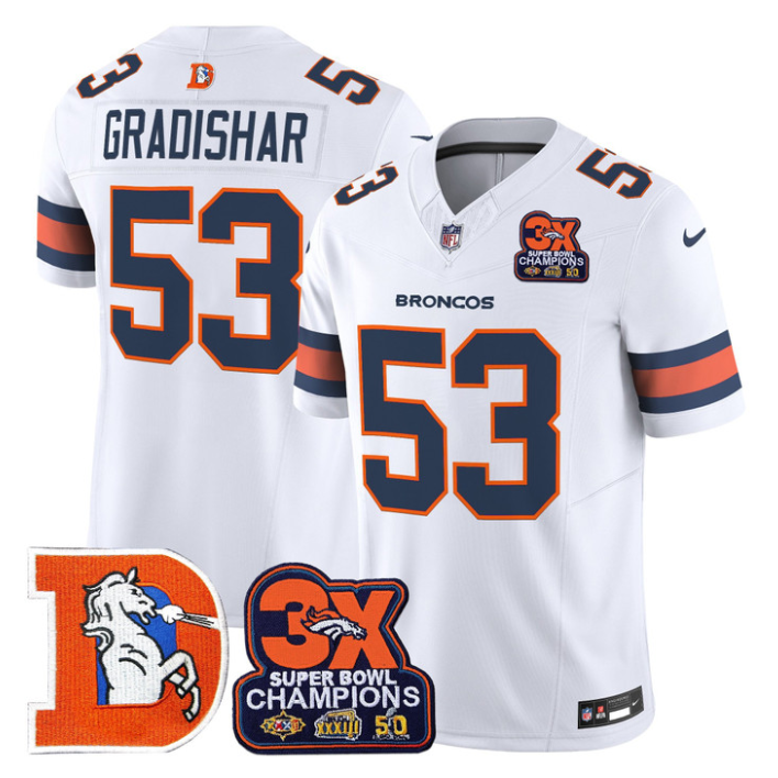 Randy Gradishar Jersey #53 Throwback Vapor 3-Time Champions Stitched White