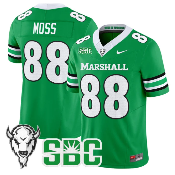 Randy Moss Jersey #88 Marshall Thundering Herd 2025 Stitched Kelly Green