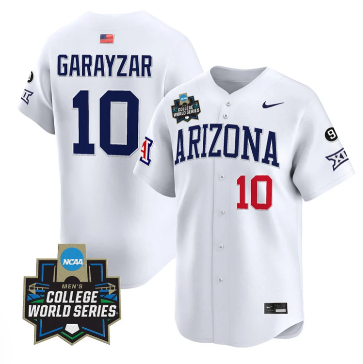 Raul Garayzar Jersey #10 Arizona Wildcats 2025 World Series Stitched White