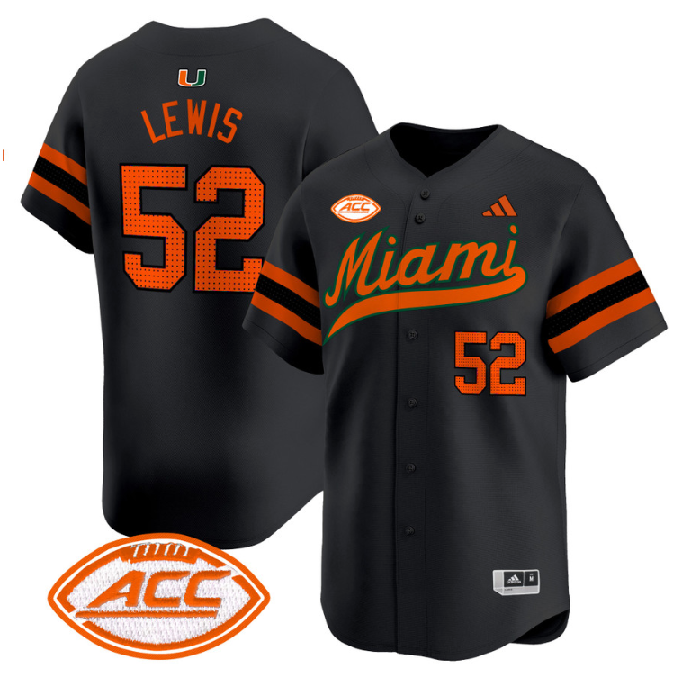 Ray Lewis Jersey #52 Miami Hurricanes 2024 Baseball Stitched Black