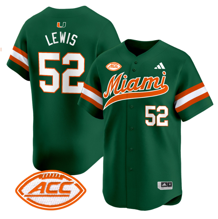 Ray Lewis Jersey #52 Miami Hurricanes 2024 Baseball Stitched Green
