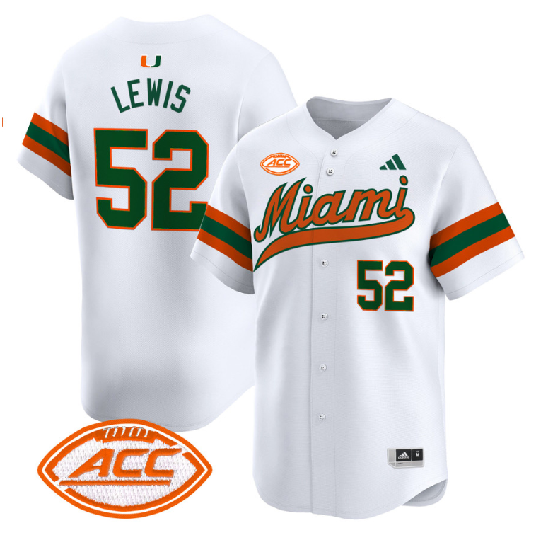 Ray Lewis Jersey #52 Miami Hurricanes 2024 Baseball Stitched White