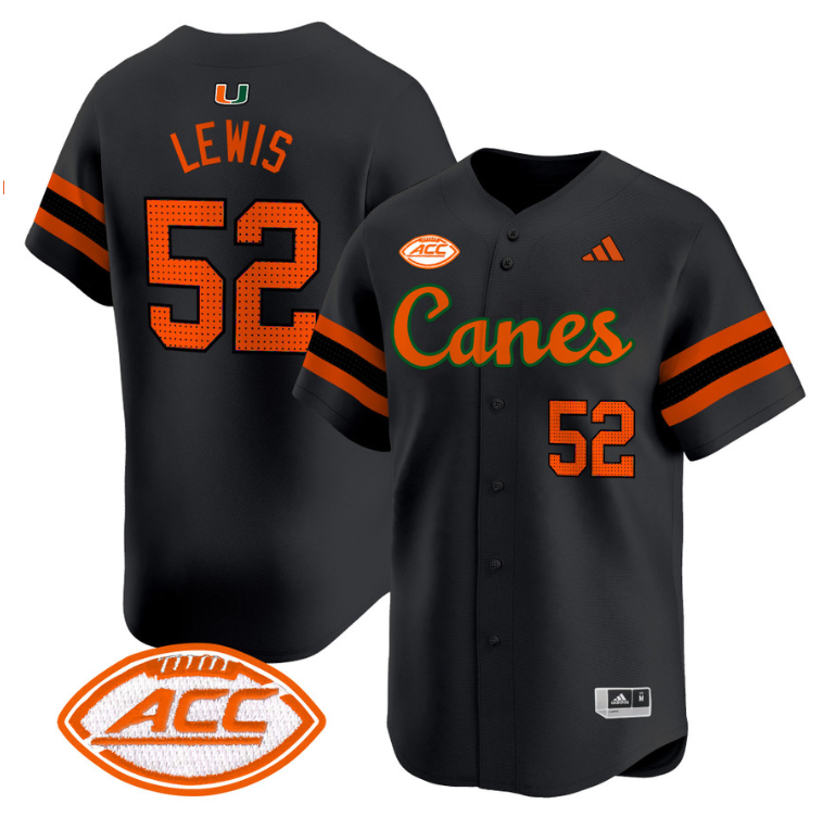 Ray Lewis Jersey #52 Miami Hurricanes 2024 Baseball V2 Stitched Black