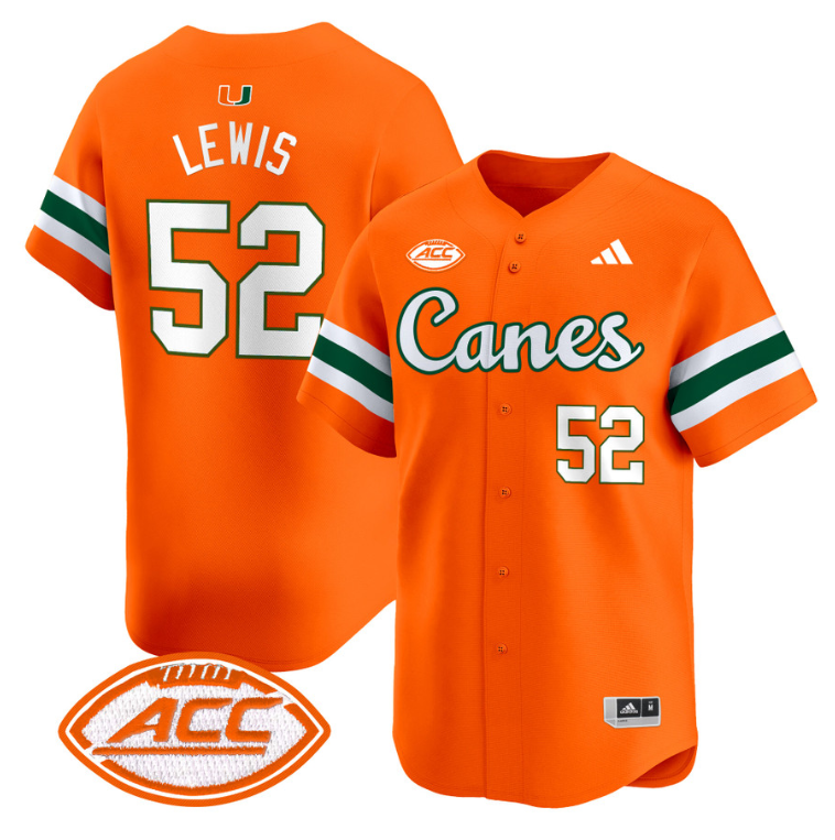 Ray Lewis Jersey #52 Miami Hurricanes 2024 Baseball V2 Stitched Orange