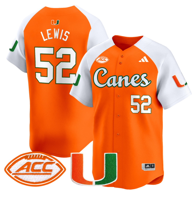 Ray Lewis Jersey #52 Miami Hurricanes 2024 Baseball V2 Stitched Orange Alternate