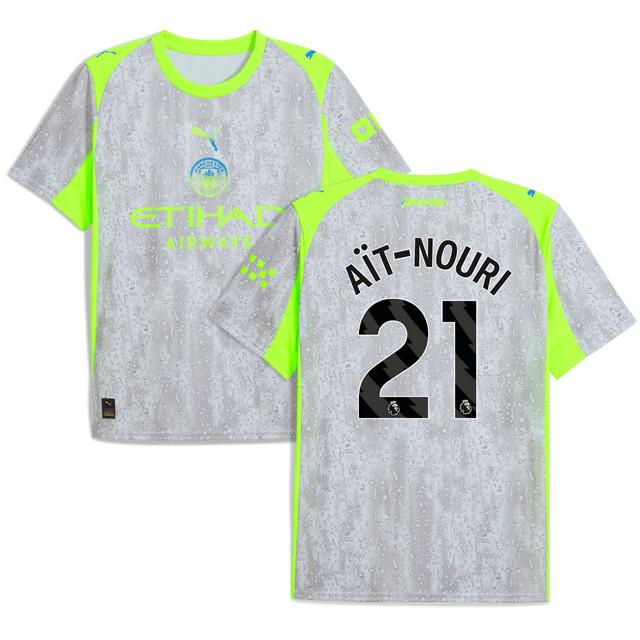 Rayan Ait-Nouri 21 Manchester City 2025-26 Third Men Jersey – Gray