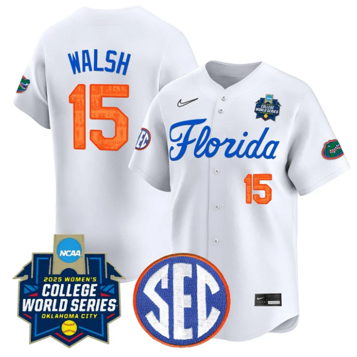 Reagan Walsh Jersey #15 Florida Gators Softball 2025 World Series Stitched White