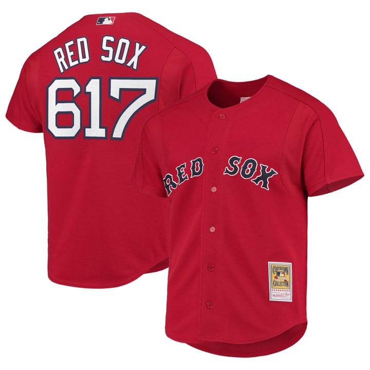 Red Sox Jersey #617 Boston Red Sox Throwback Cooperstown Stitched Red