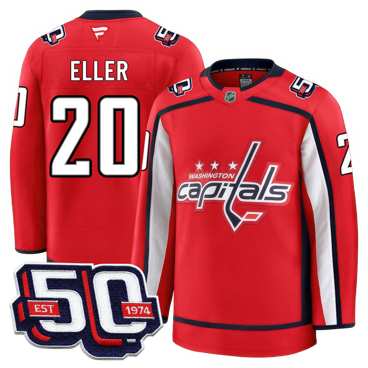 Men Washington Capitals 50th Anniversary Premium Jersey - All Stitched
