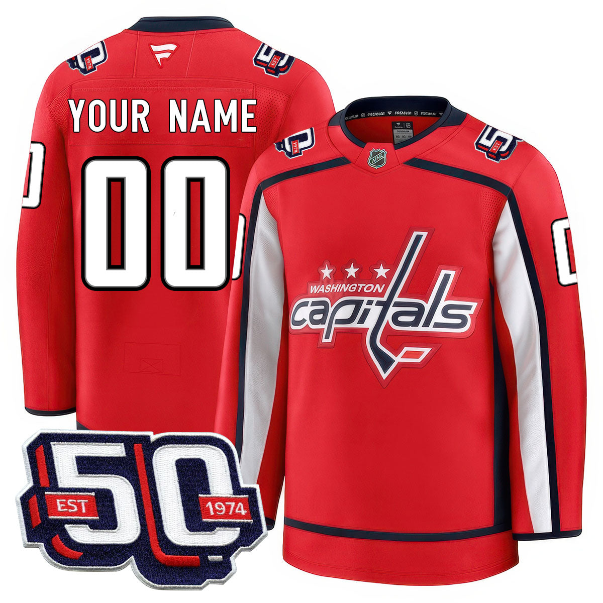 Men Washington Capitals 50th Anniversary Premium Custom Jersey - All Stitched