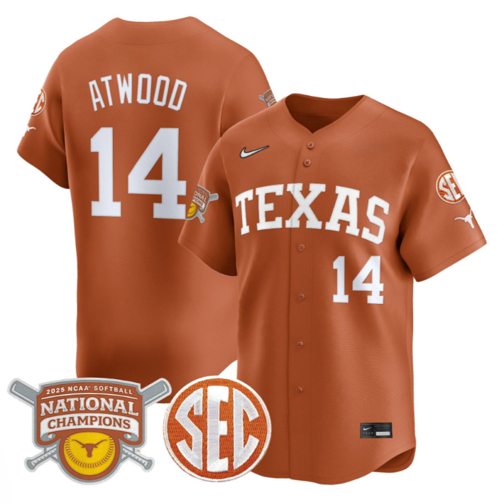 Reese Atwood Jersey #14 Texas Longhorns 2025 National Champions Orange