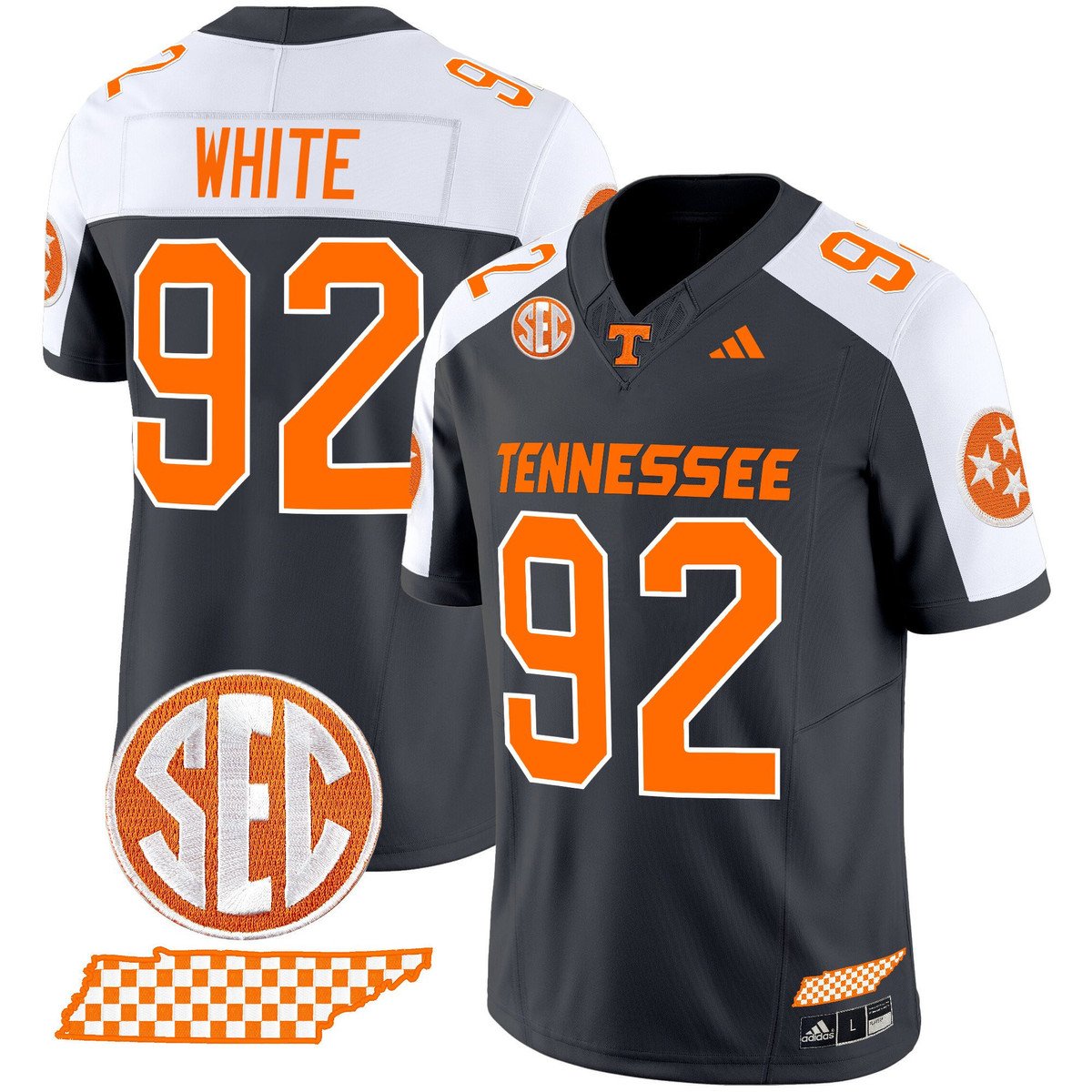 Reggie White Jersey #92 Tennessee Vols Rebrand 2026 Checkerboard Grey Alter