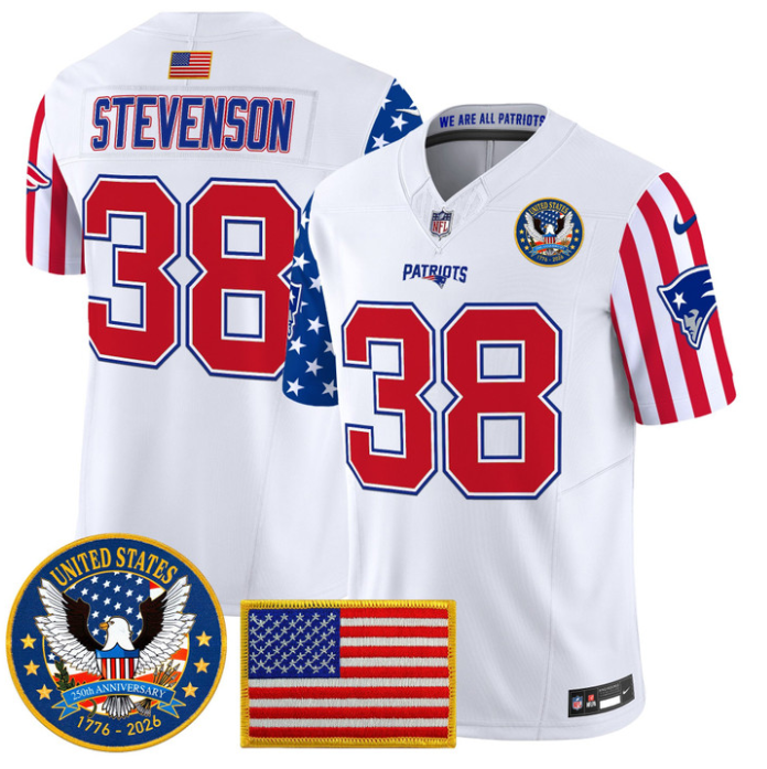 Rhamondre Stevenson Jersey #38 America 250 Edition Vapor Limited Stitched