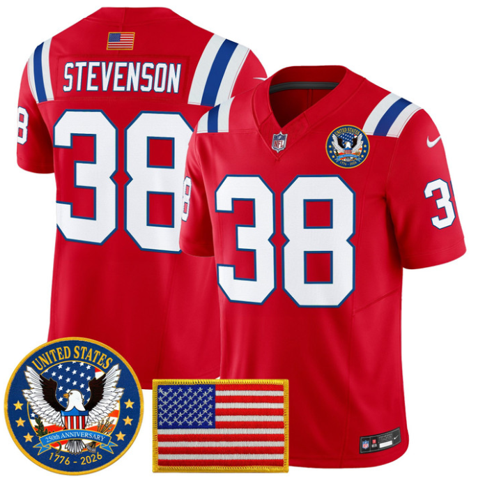 Rhamondre Stevenson Jersey #38 United States 250th Patch Stitched