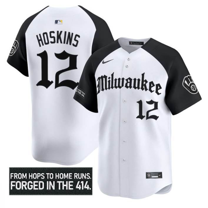 Rhys Hoskins Jersey #12 Milwaukee Brewers Gothic 414 Shadows Edition Alternate