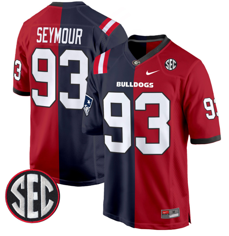 Richard Seymour Jersey #93 Georgia Bulldogs Split Football Game All Stitched