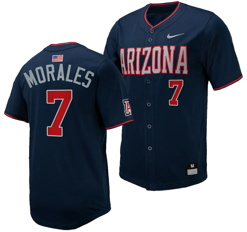 Richie Morales Jersey #7 Arizona Wildcats Replica Baseball Full-Button Navy