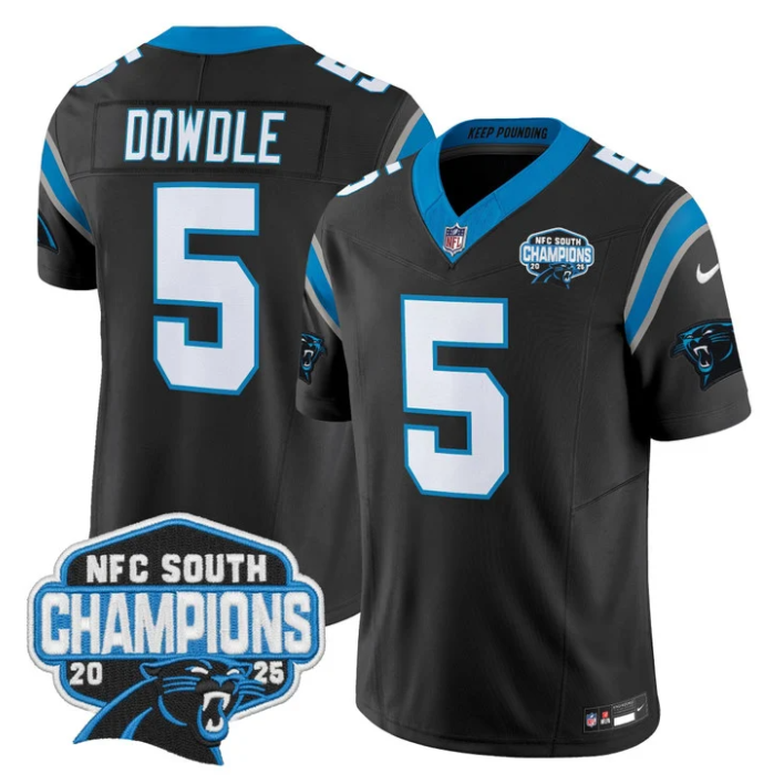 Rico Dowdle Jersey #5 NFC South Division Champions 2025 Vapor Stitched Black
