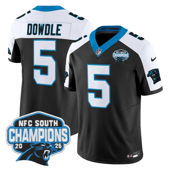 Rico Dowdle Jersey #5 NFC South Division Champions 2025 Vapor Stitched Black Alternate