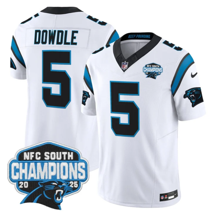 Rico Dowdle Jersey #5 NFC South Division Champions 2025 Vapor Stitched White