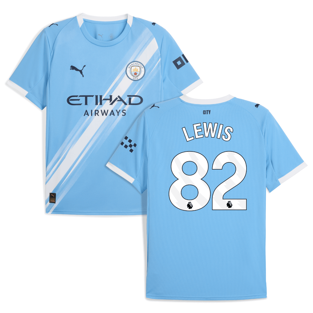 Rico Lewis 82 Manchester City 2025-26 Home Men Jersey – Sky Blue