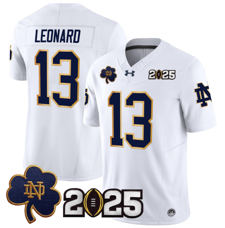 Riley Leonard Jersey #13 Notre Dame 2025 CFP Final Patch White