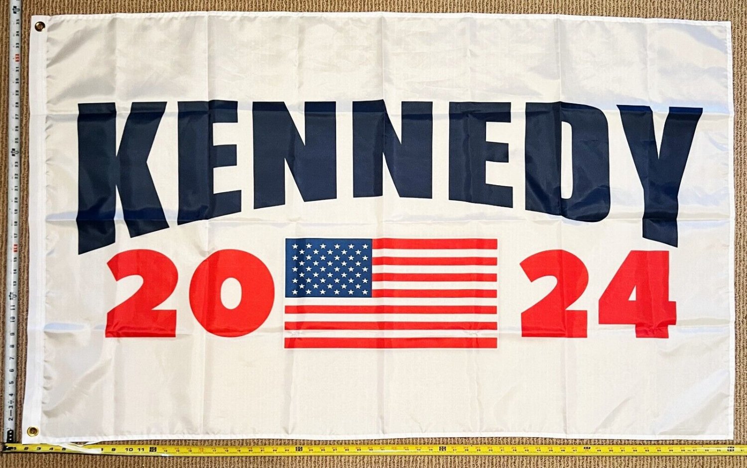 Robert Kennedy Flag 2024 White RFK Democrat Save America USA Sign 3x5'
