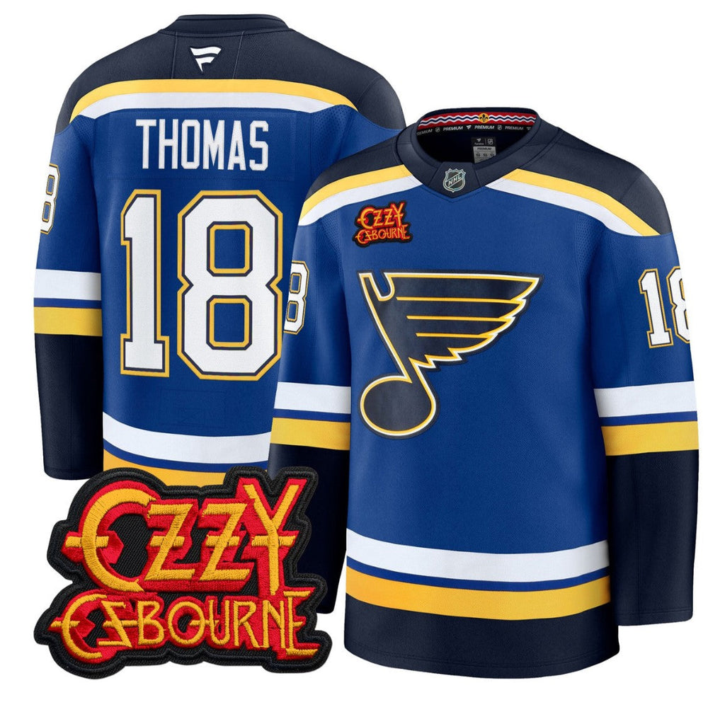 Robert Thomas Jersey #18 St. Louis Blues Ozzy Osbourne Patch Stitched
