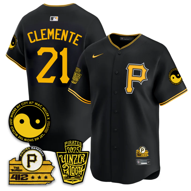 Roberto Clemente #21 Jersey Pittsburgh Pirates Yinzerpalooza 2025 Black