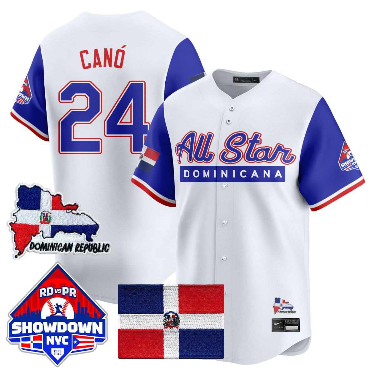Robinson Canó Jersey #24 Dominican Republic Baseball All-Star 2025 Blue Sleeves