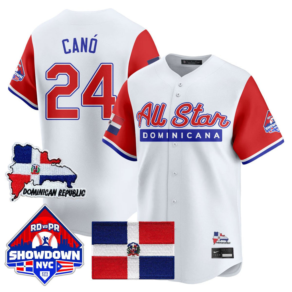 Robinson Canó Jersey #24 Dominican Republic Baseball All-Star 2025 Red Sleeves