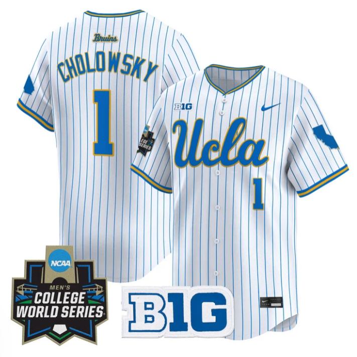 Roch Cholowsky Jersey #1 UCLA Bruins 2025 World Series Stitched Pinstripe