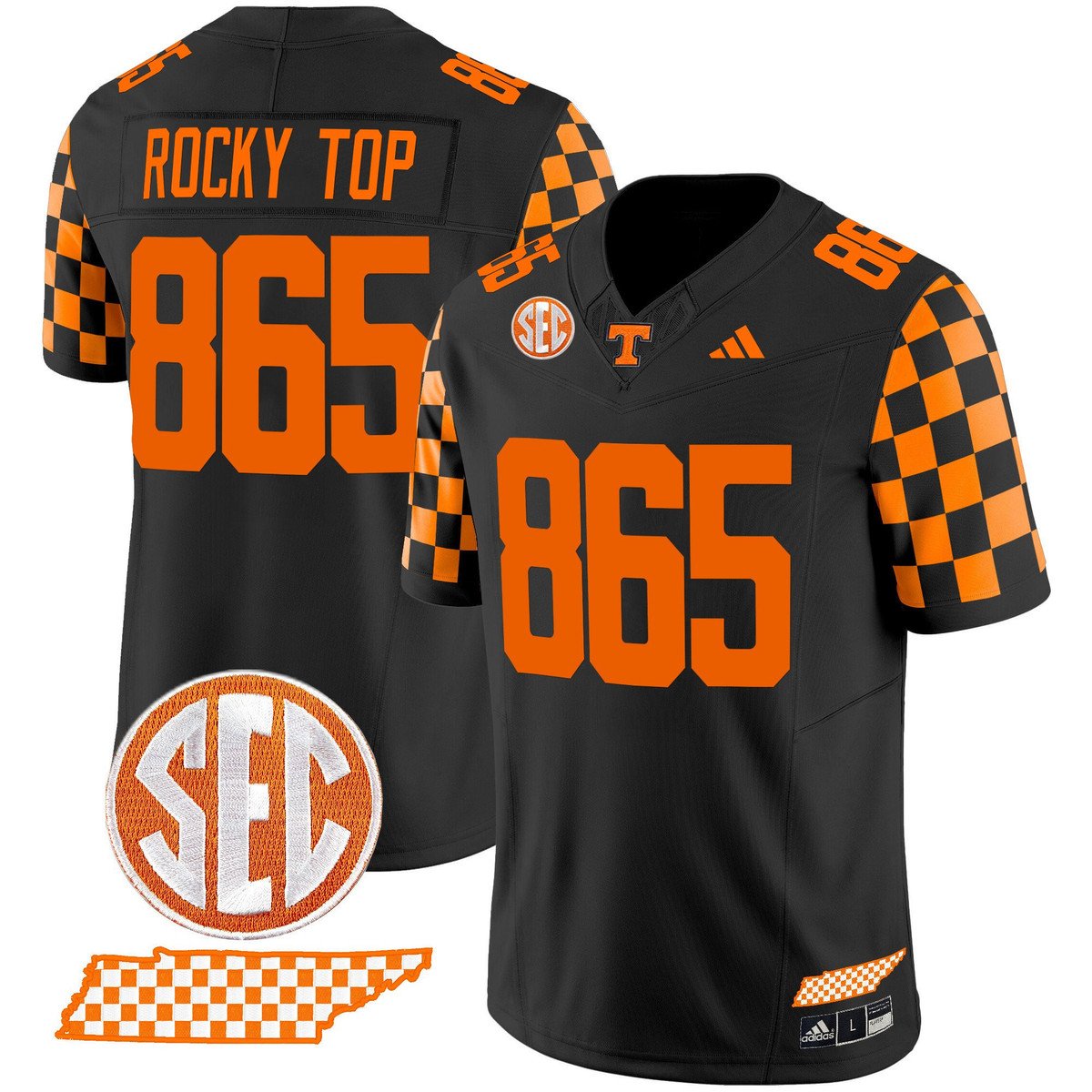Rocky Top Jersey #865 Tennessee Vols Rebrand 2026 Checkerboard Stitched Black