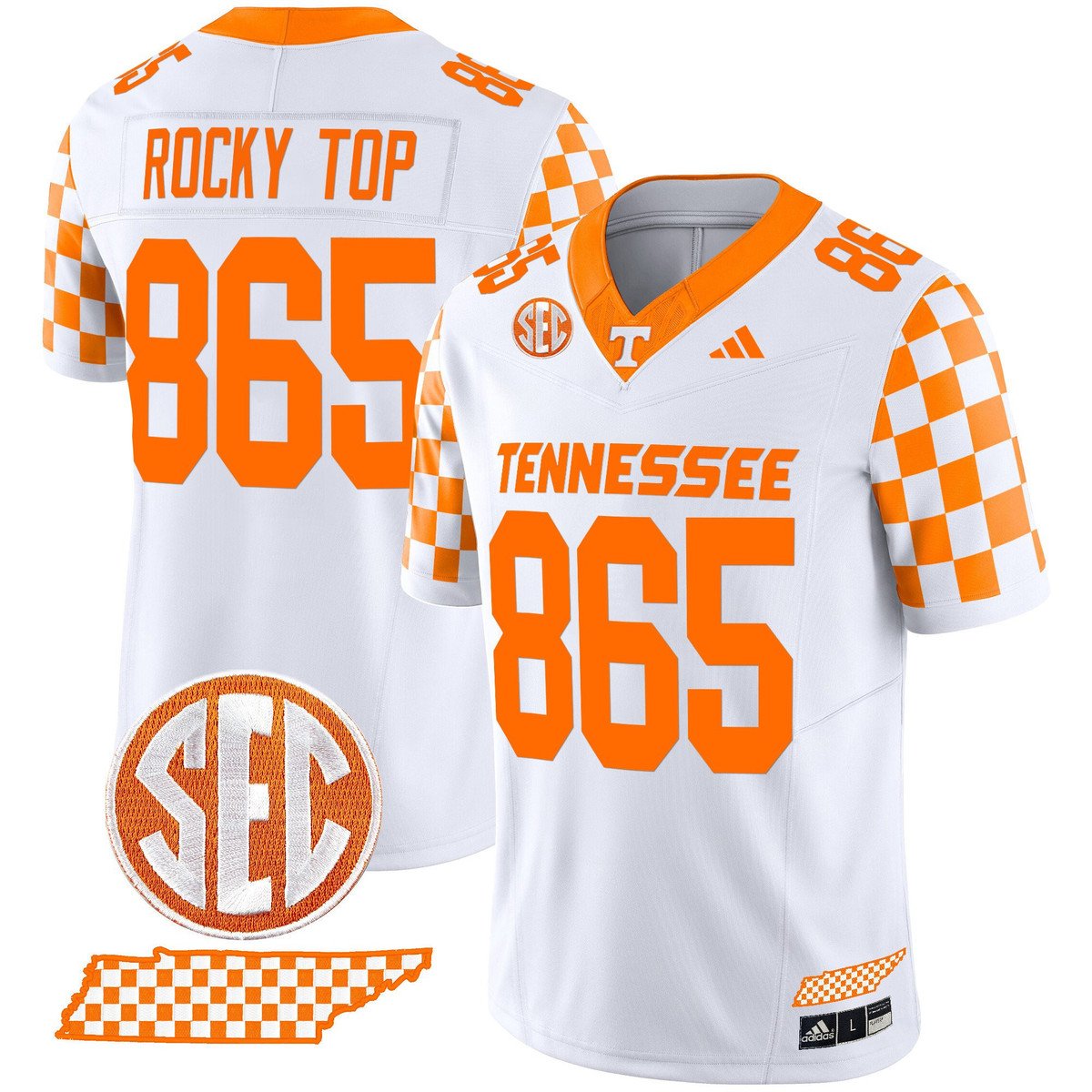 Rocky Top Jersey #865 Tennessee Vols Rebrand 2026 Checkerboard Stitched White