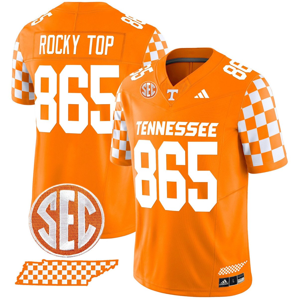 Rocky Top Jersey #865 Tennessee Vols Rebrand 2026 Checkerboard Stitched Orange