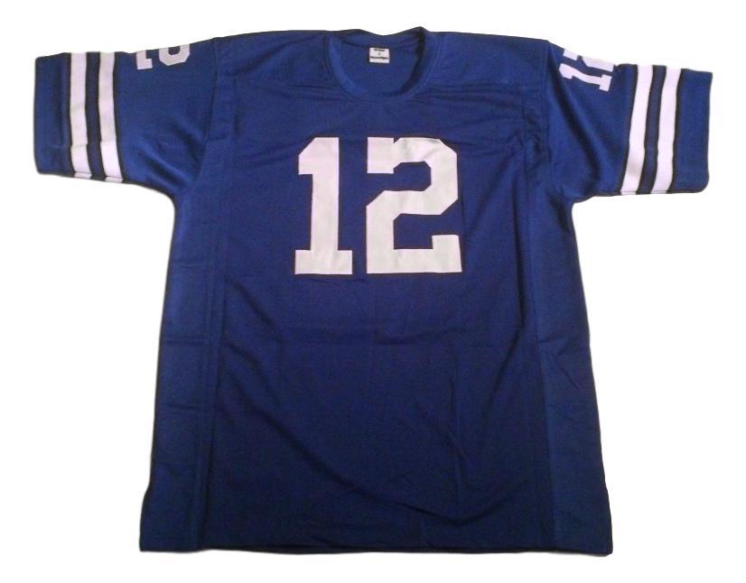 Roger Staubach CUSTOM STITCHED Unsigned Football Blue Jersey