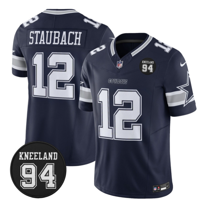 Roger Staubach Jersey #12 Marshawn Kneeland Memorial Patch Stitched