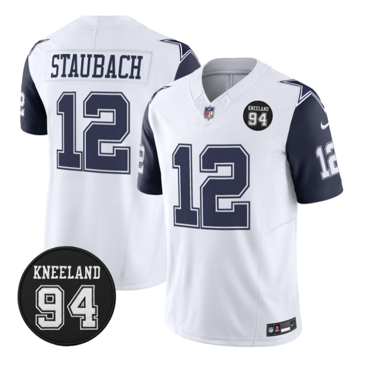 Roger Staubach Jersey #12 Marshawn Kneeland Memorial Patch Stitched