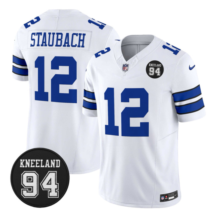 Roger Staubach Jersey #12 Marshawn Kneeland Memorial Patch Stitched