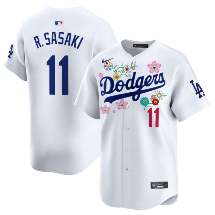 Roki Sasaki (Kanji) Jersey #11 Dodgers x Takashi Murakami 2025 Vapor Stitched White