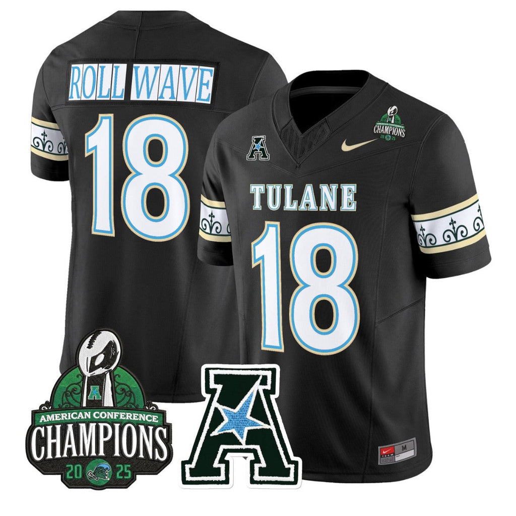 Roll Wave Jersey #18 Tulane Green Wave City Edition 2025 AAC Champions