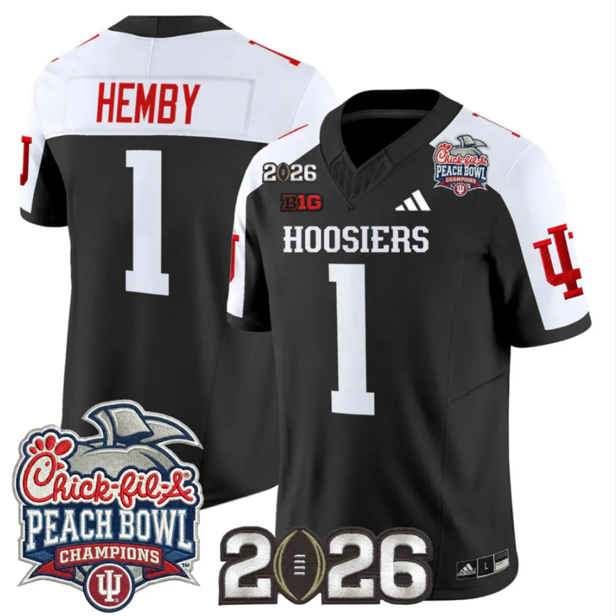 Roman Hemby Jersey #1 Indiana Hoosiers 2026 Peach Bowl Champions CFP Stitched