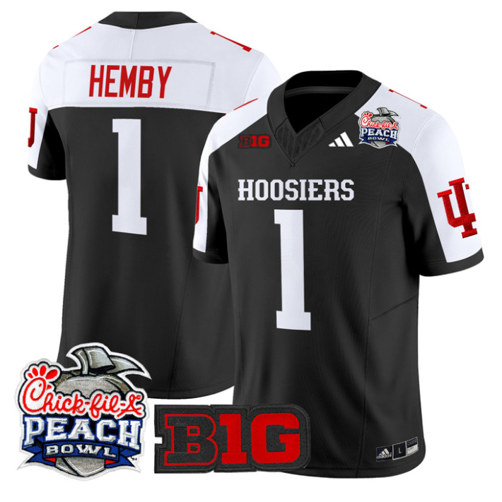 Roman Hemby Jersey #1 Indiana Hoosiers 2026 Peach Bowl Patch Stitched