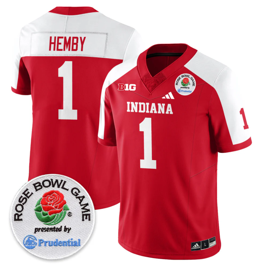 Roman Hemby Jersey #1 Indiana Hoosiers Vapor Rose Bowl Patch Stitched