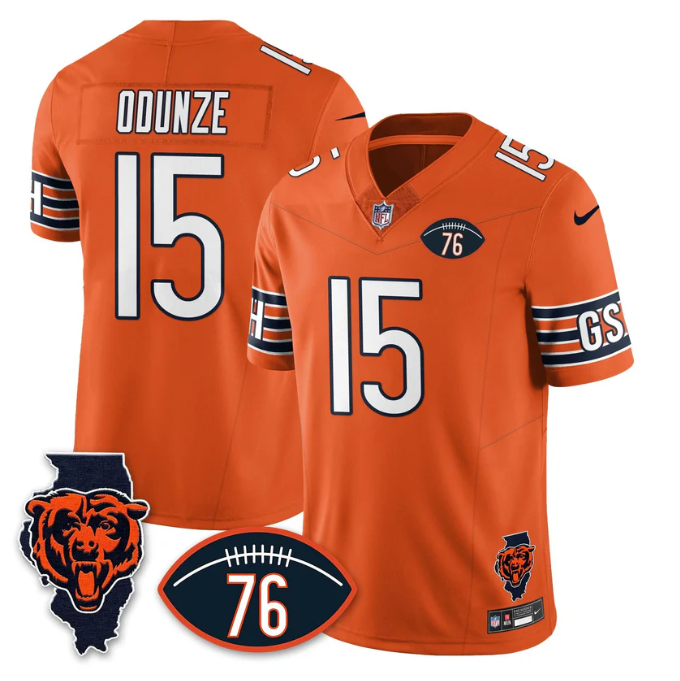 Rome Odunze Jersey #15 Honor Steve McMichael All Stitched Orange