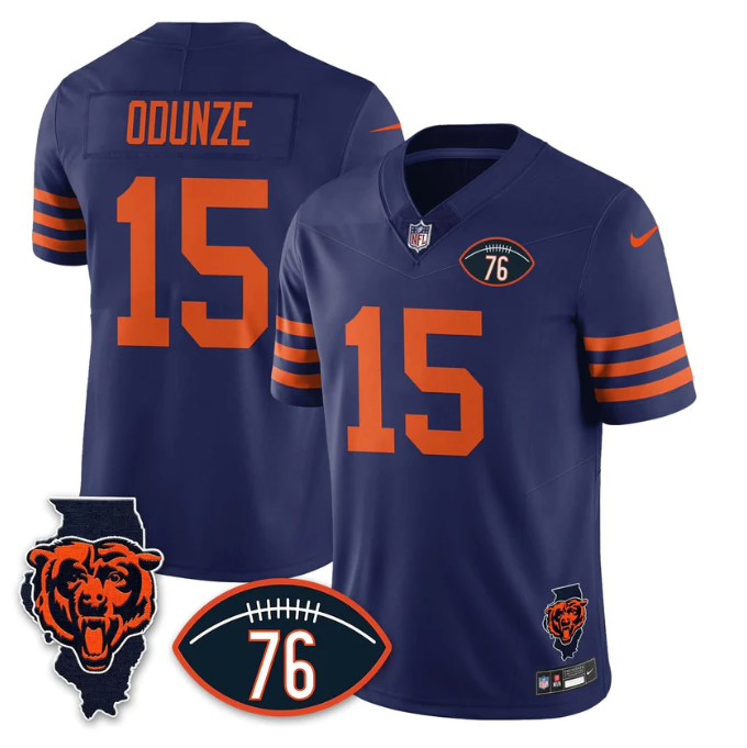 Rome Odunze Jersey #15 Honor Steve McMichael All Stitched Throwback