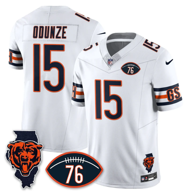 Rome Odunze Jersey #15 Honor Steve McMichael All Stitched White