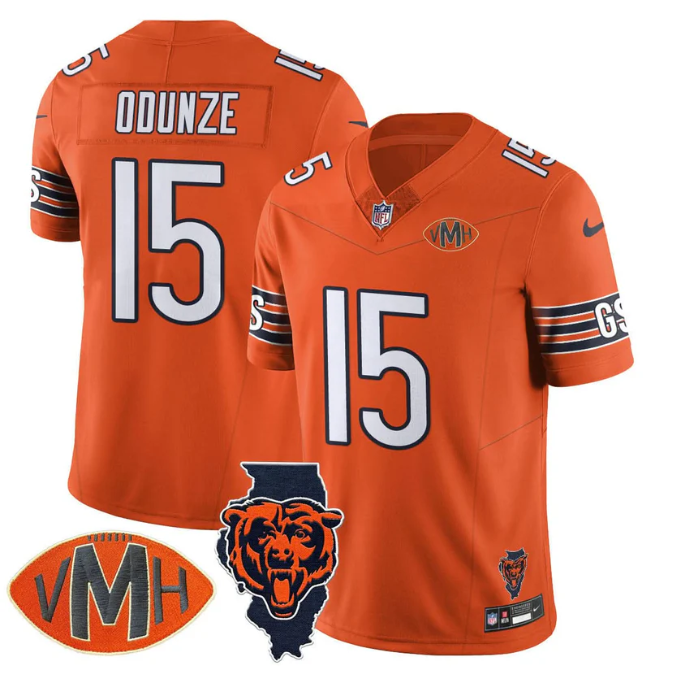 Rome Odunze Jersey #15 Honor Virginia Halas McCaskey All Stitched Orange