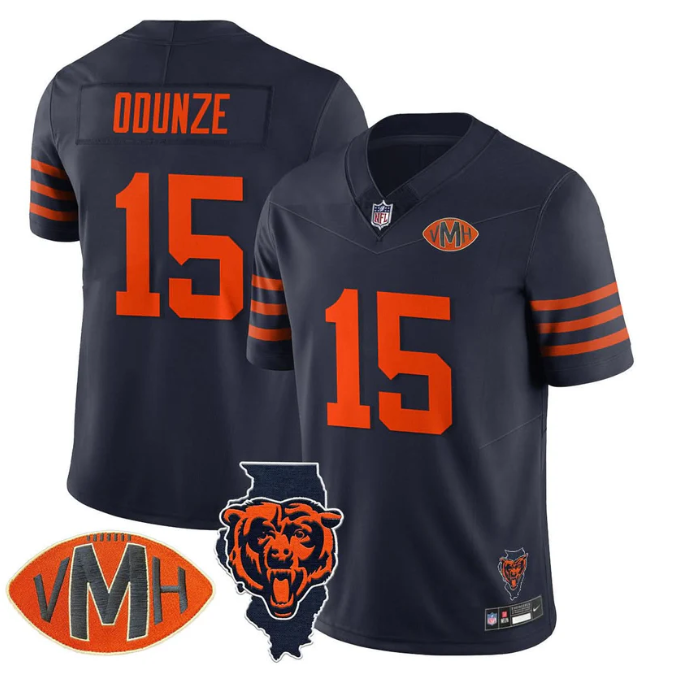 Rome Odunze Jersey #15 Honor Virginia Halas McCaskey All Stitched Throwback